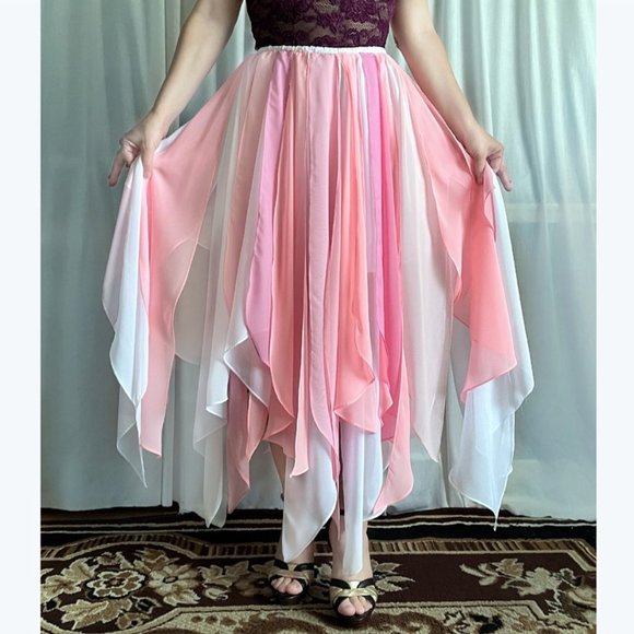 Ameynra design multicolor chiffon petal skirt for dance or gypsy costume. Size S - Picture 3 of 4